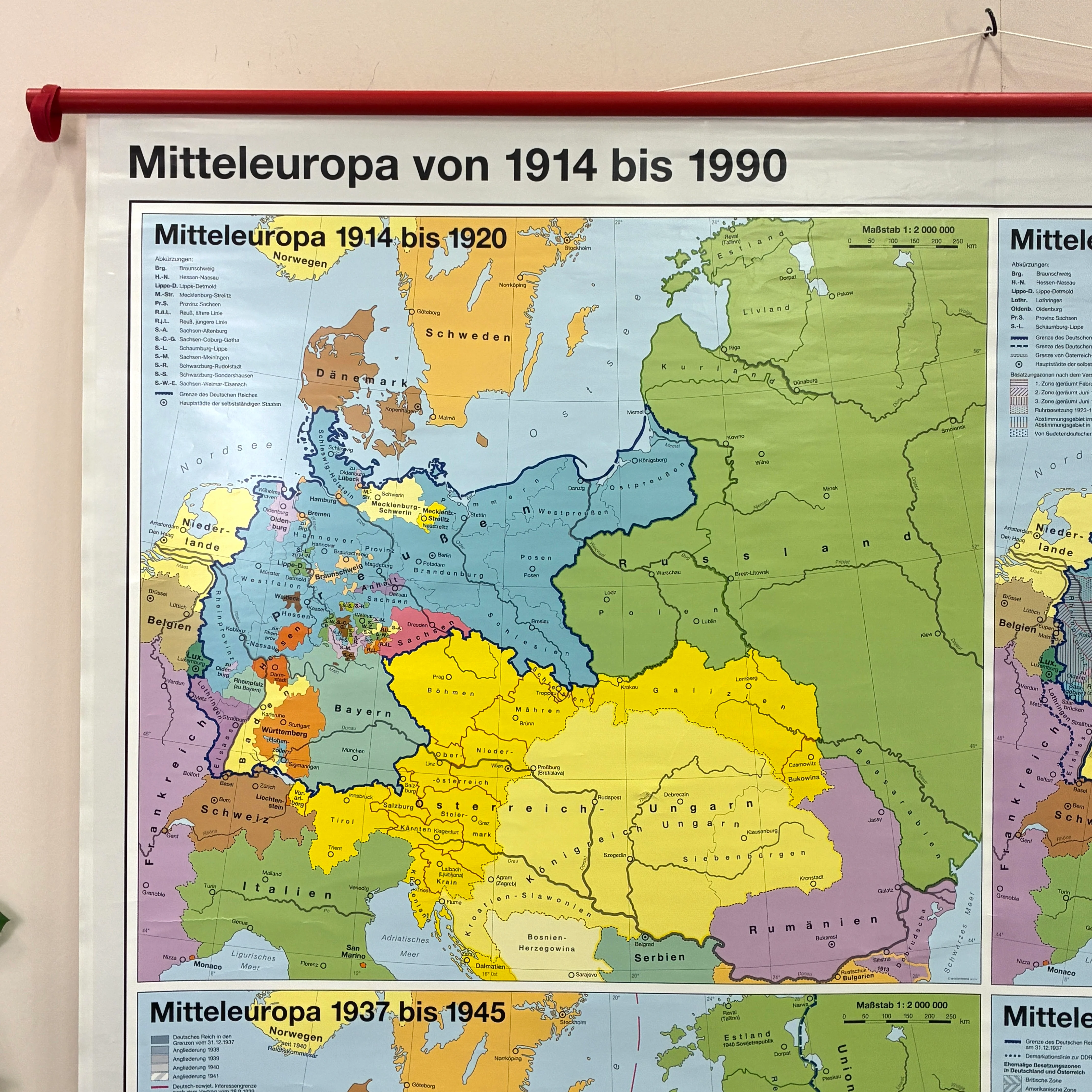 Vintage Schulkarte – Mitteleuropa (1914 bis 1990) – Geschichts-Lehrtafel Rollbild Wanddeko - Image 3