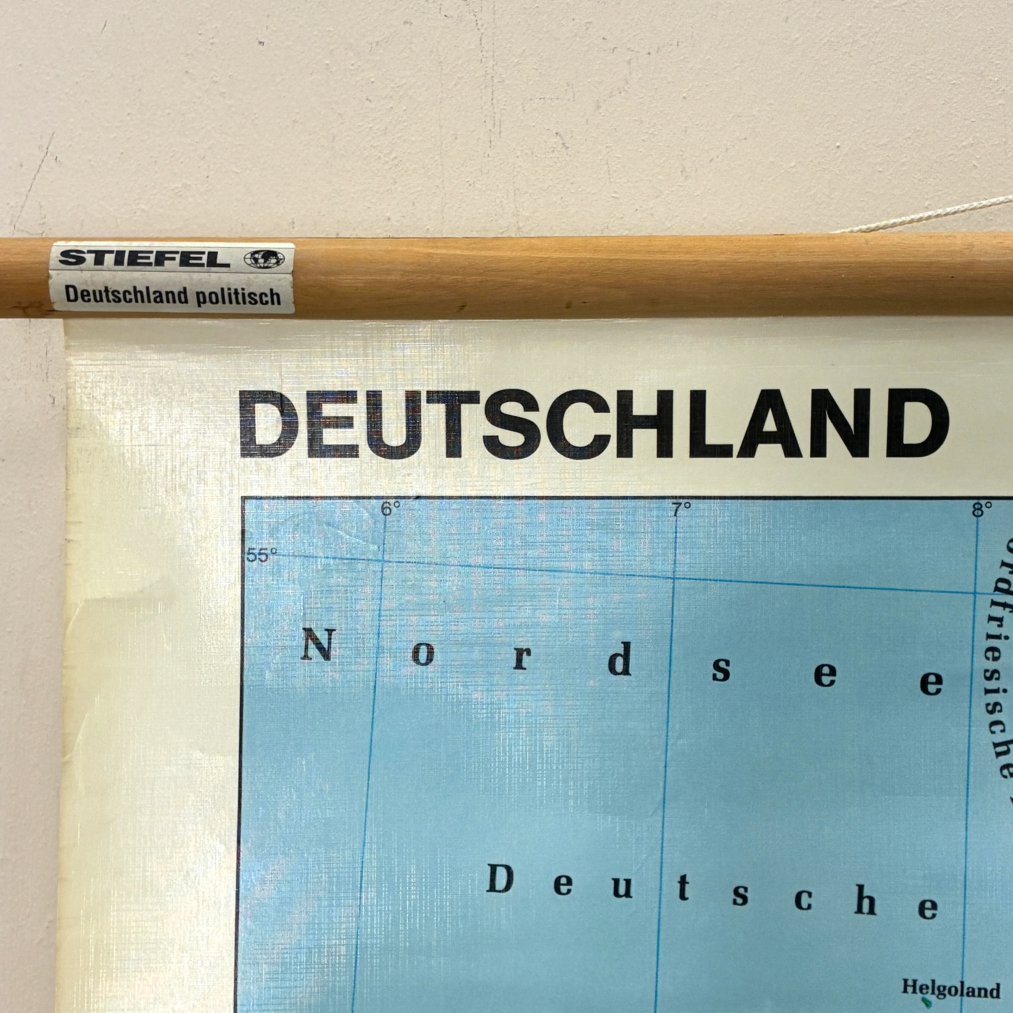 Vintage Schulkarte – Deutschland (Wenschow Reliefkarte) – Geografie Lehrtafel Rollbild - Image 4