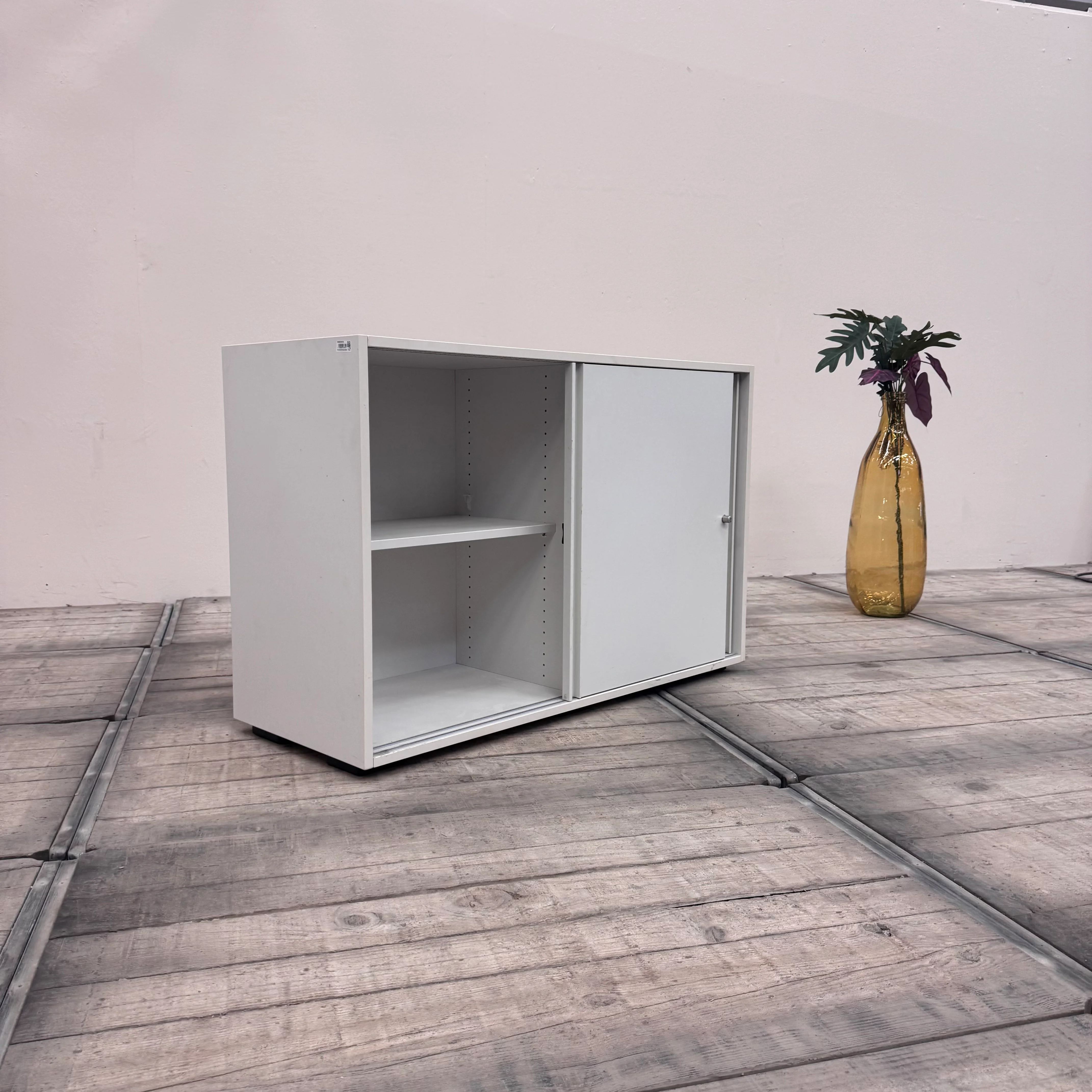 Planmöbel Sideboard 100cm 2OH Lichtgrau Büro Schrank gebraucht - Image 2