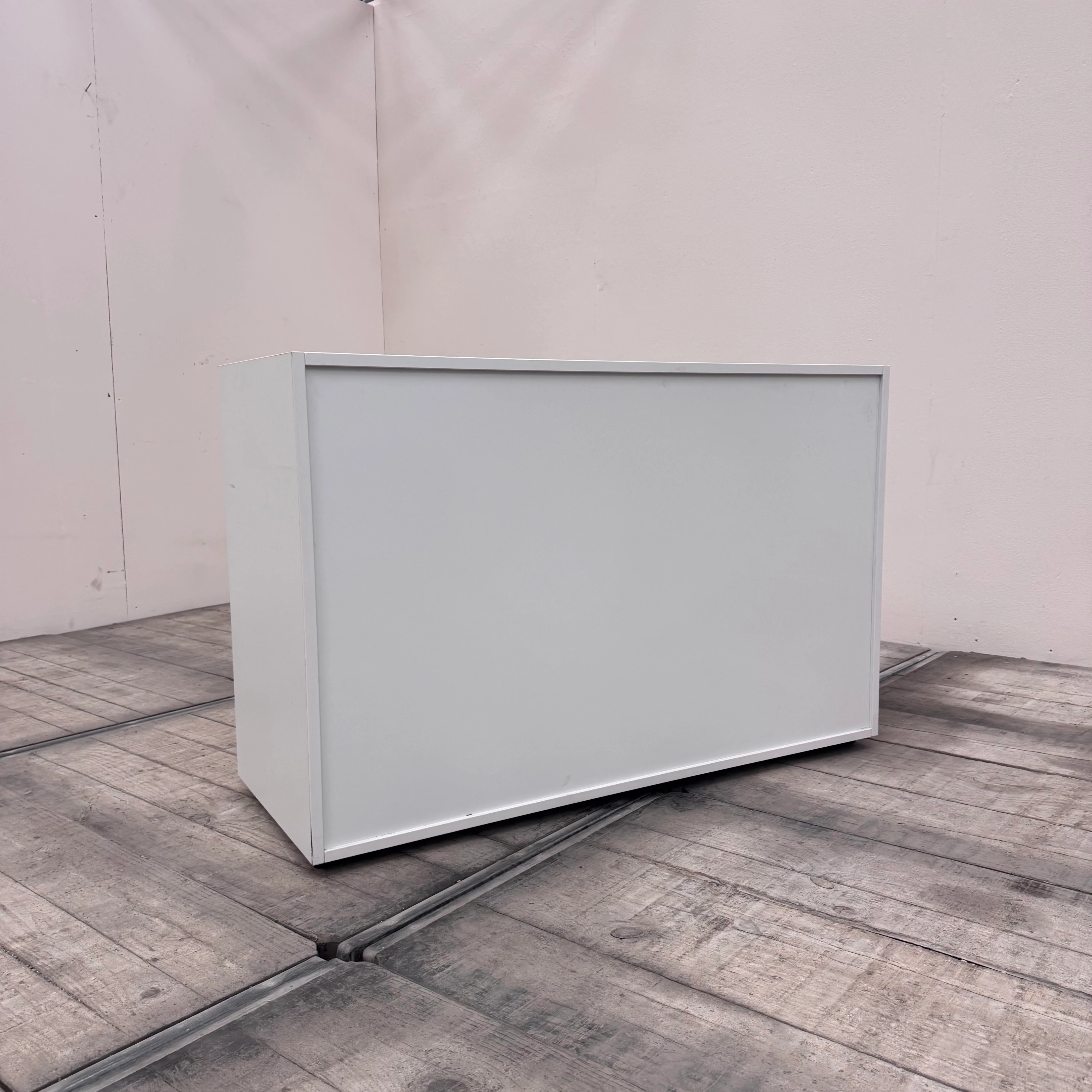 Planmöbel Sideboard 100cm 2OH Lichtgrau Büro Schrank gebraucht - Image 5