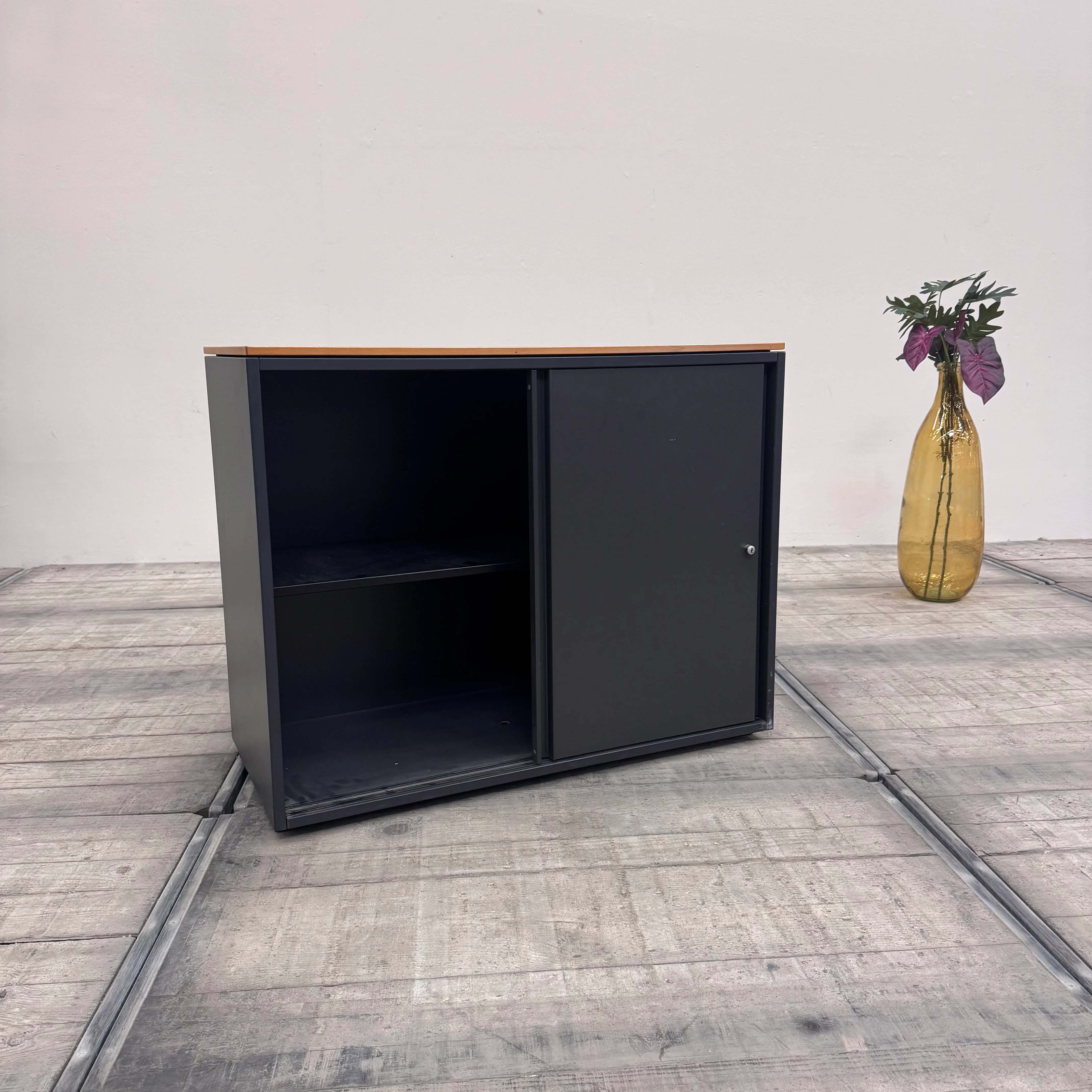 Planmöbel Sideboard 100cm 2OH Anthrazit Holz Büro Schrank gebraucht