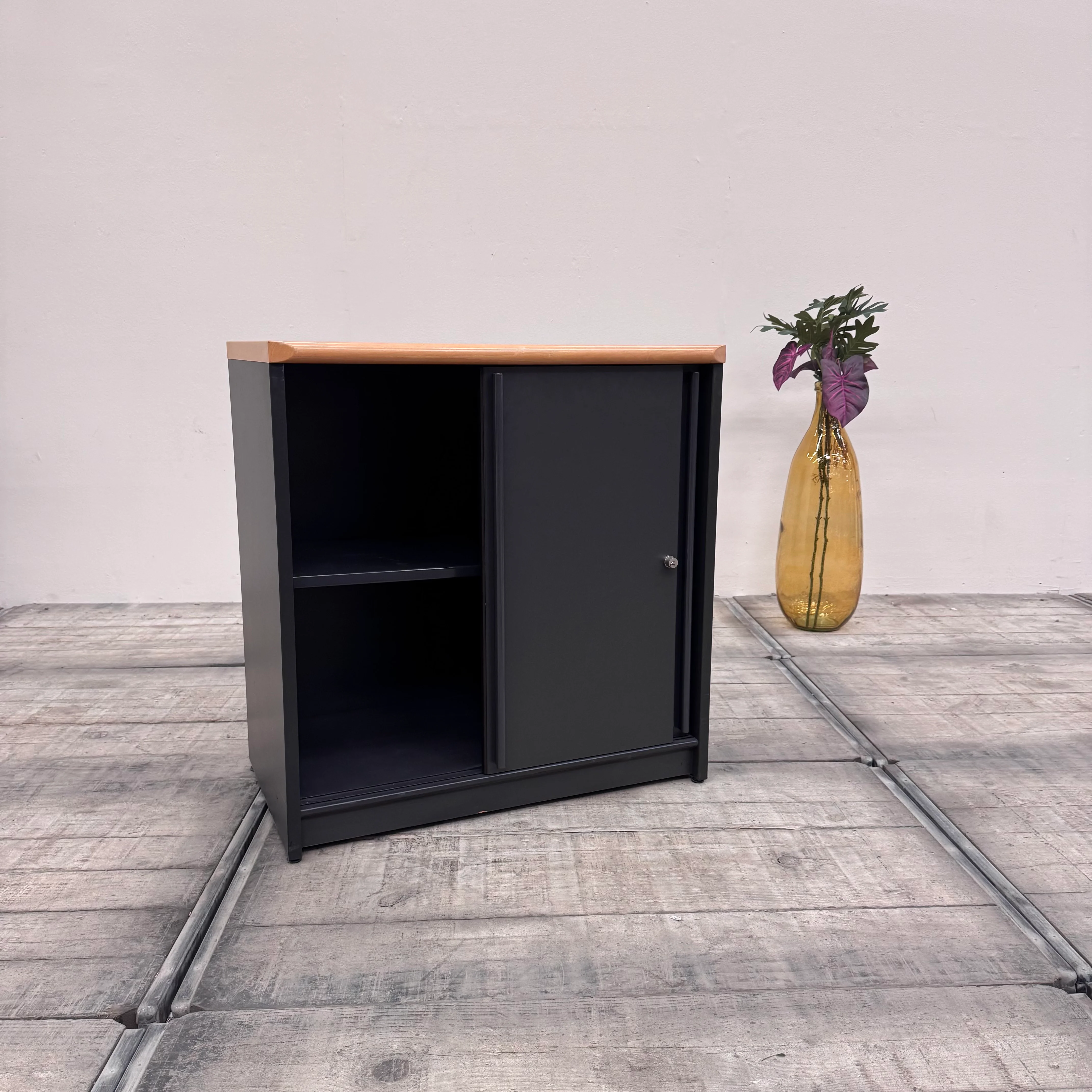 Planmöbel Sideboard 80cm 2OH Anthrazit Holz Büro Schrank gebraucht