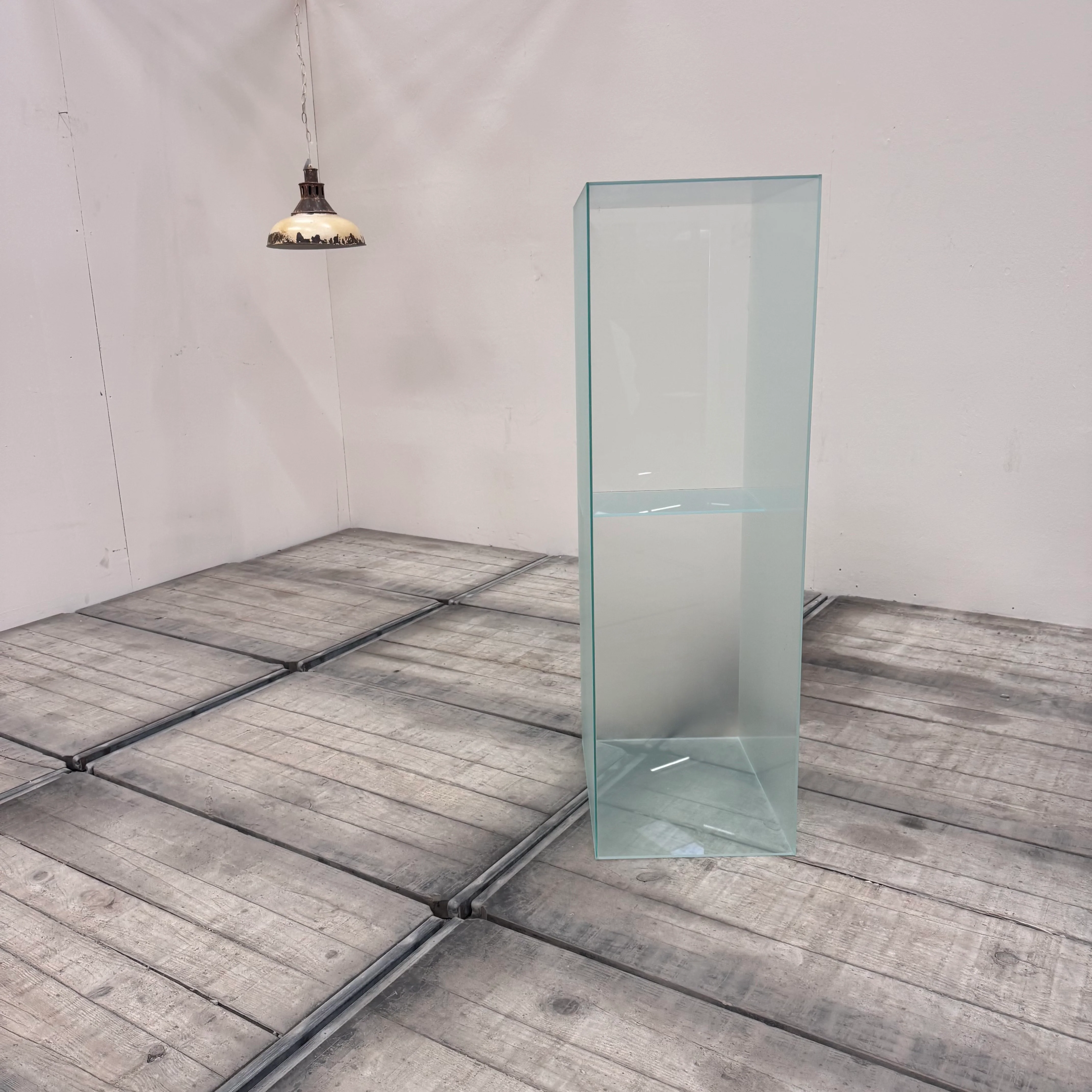 Design Glas Säule Regal Milchglas Vitrine Kasten Gebraucht - Image 4
