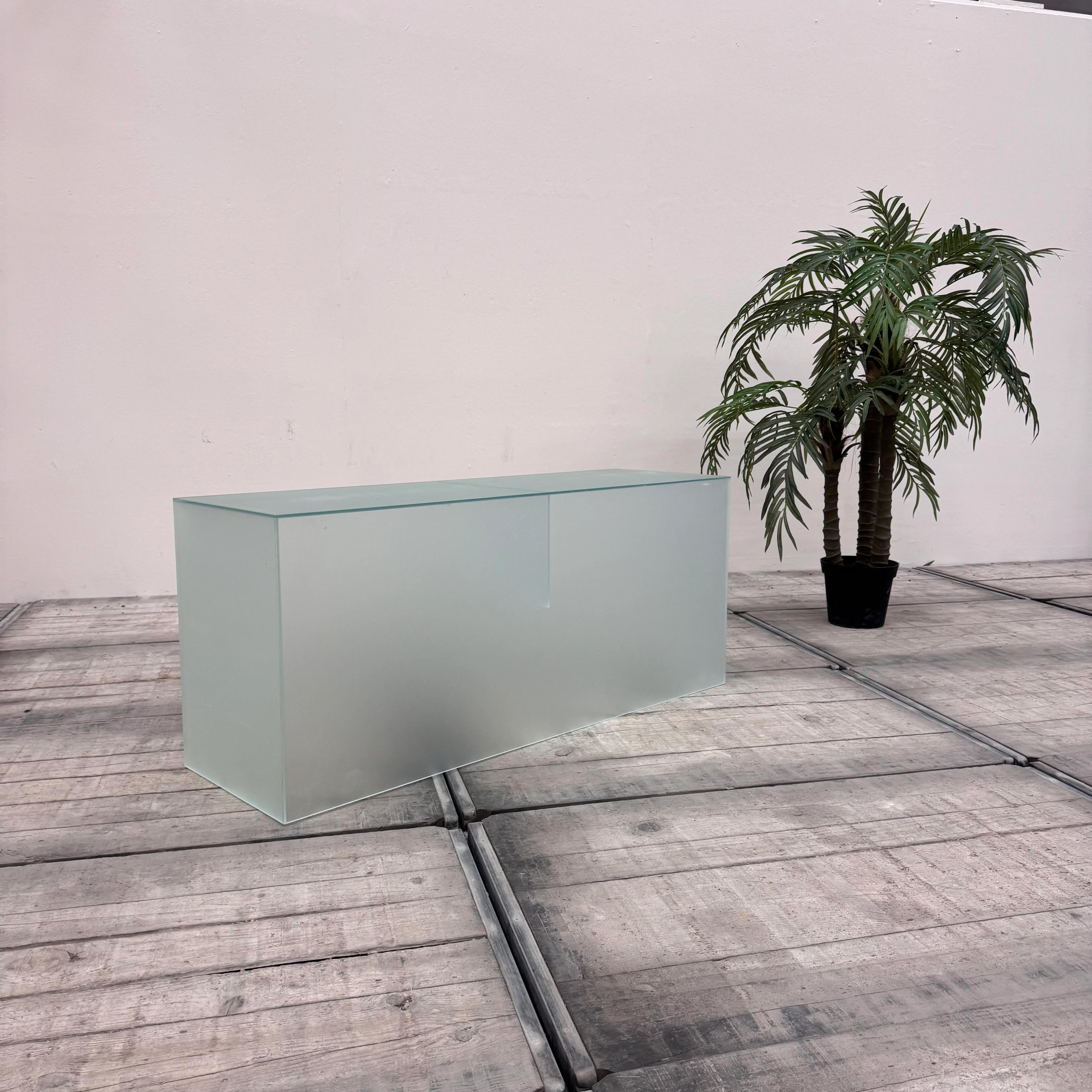 Design Glas Säule Regal Milchglas Vitrine Kasten Gebraucht - Image 7