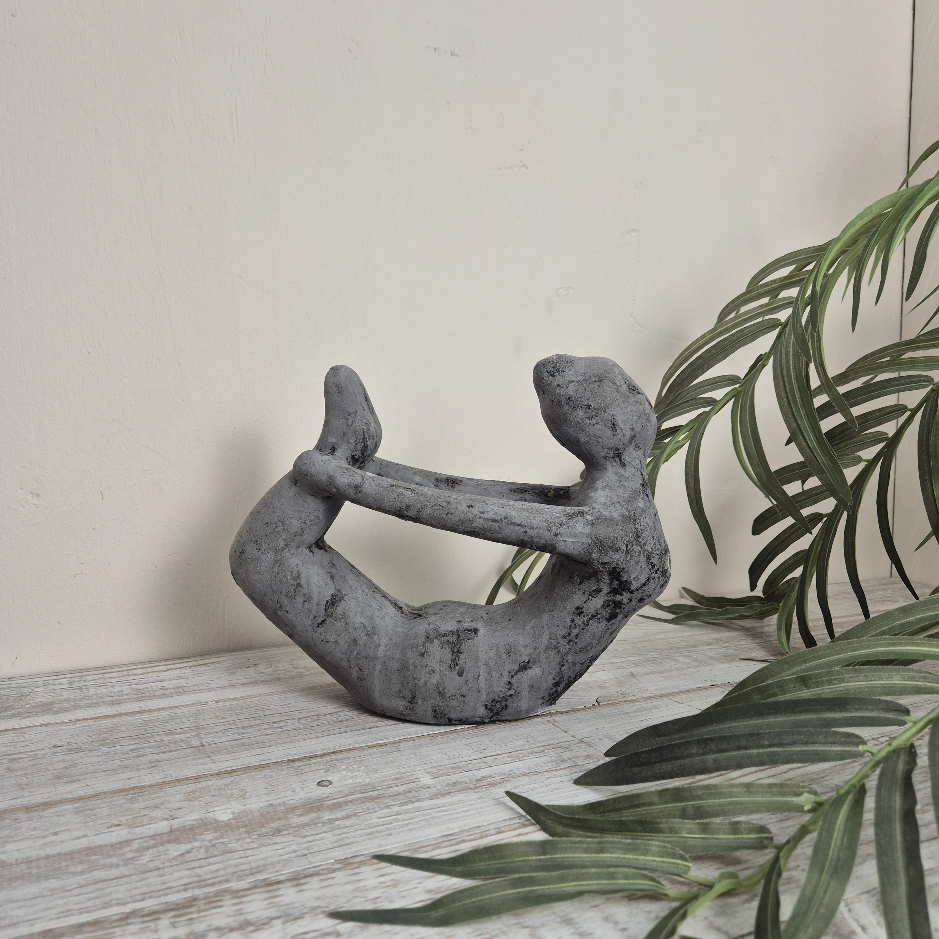 Yoga-Skulptur Anthrazit Steinoptik Yoga-Pose Skulptur Deko