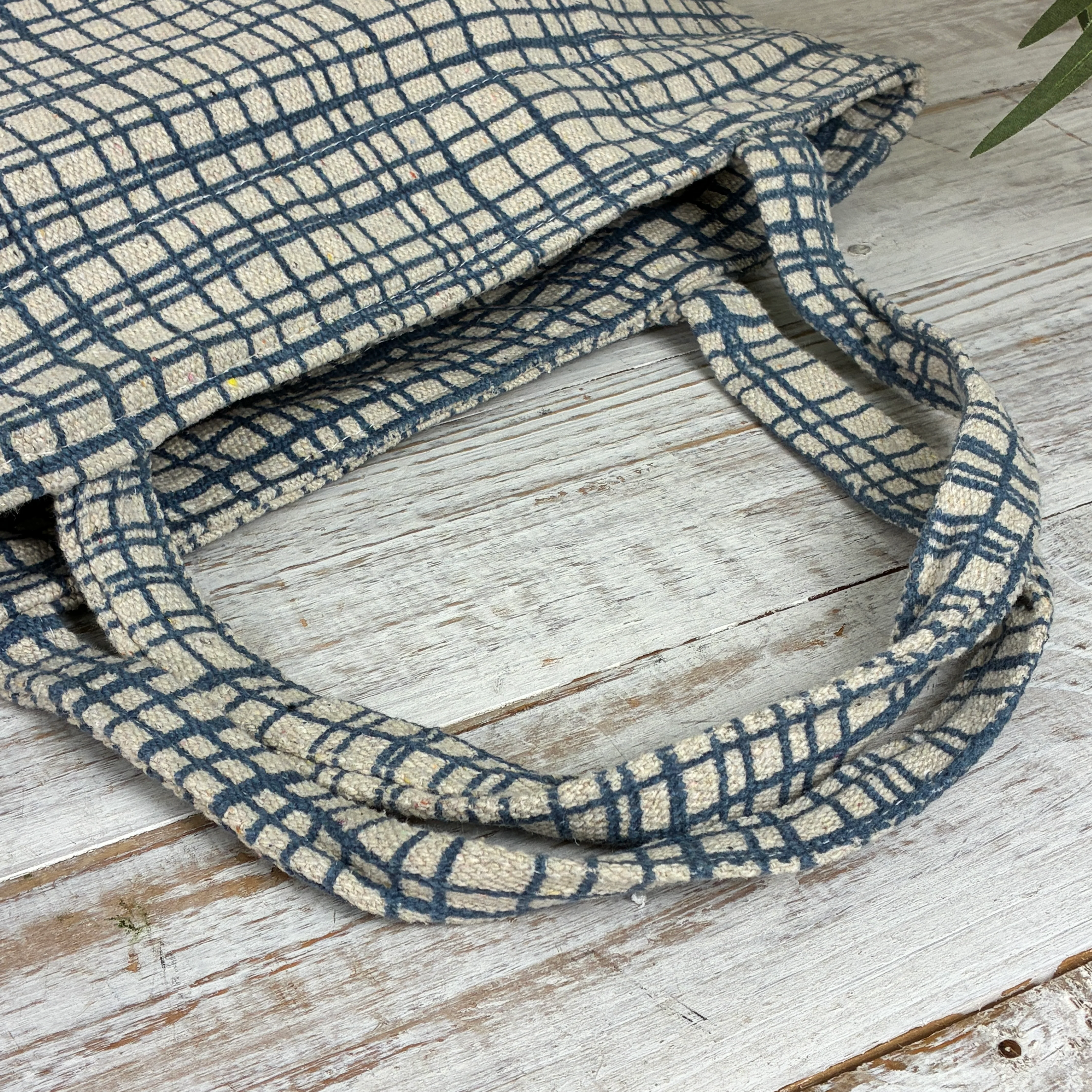 Design Stofftasche Shopper Blau Weiß Kariert Baumwolle Strandtasche Neu - Image 7
