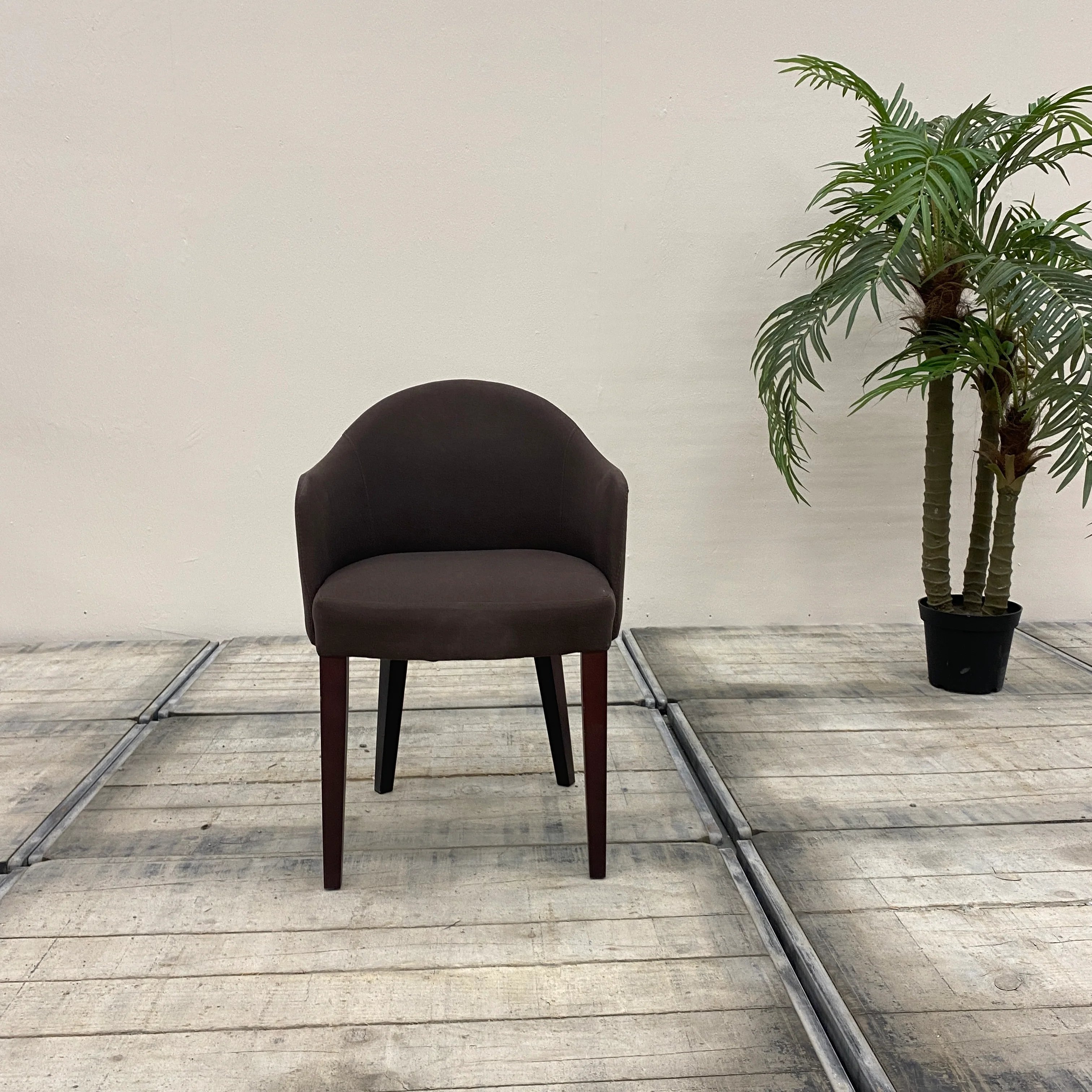 Loungesessel Braun Stoff Holzbeine Sessel Stuhl Gebraucht - Image 5