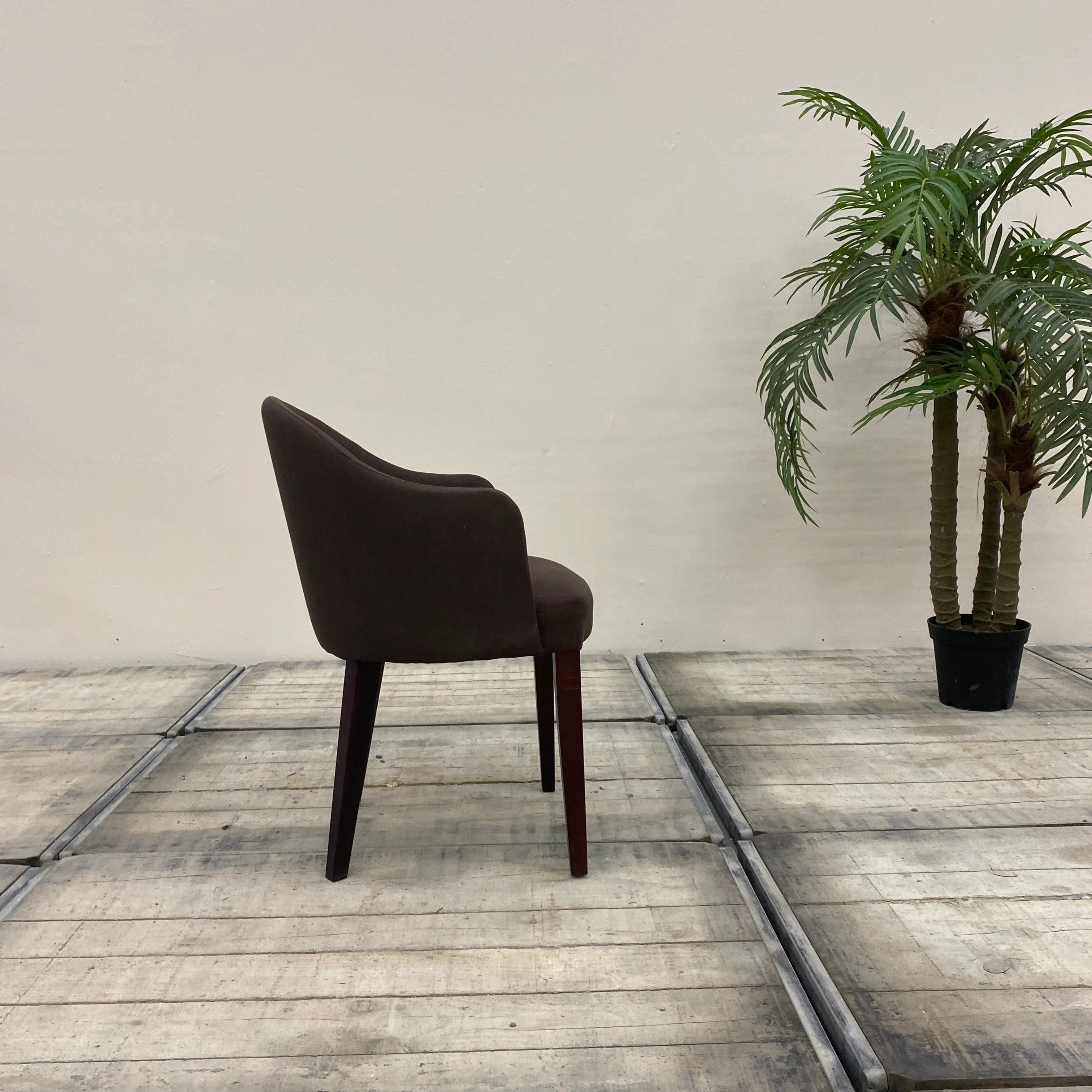 Loungesessel Braun Stoff Holzbeine Sessel Stuhl Gebraucht - Image 6