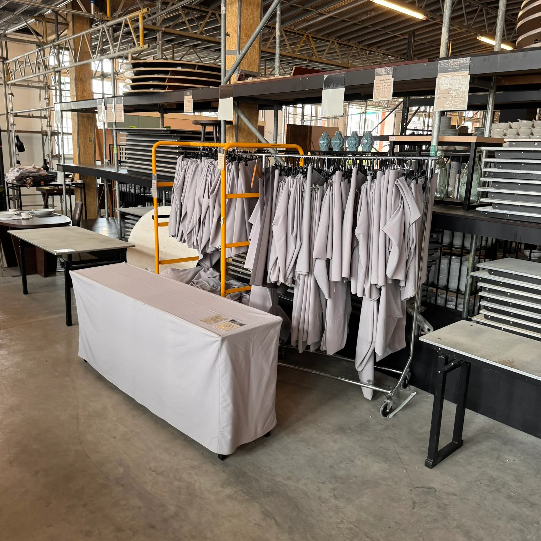 Tischhusse grau Stoff Bezug für Eventtisch Klapptisch 180x45 - Image 4