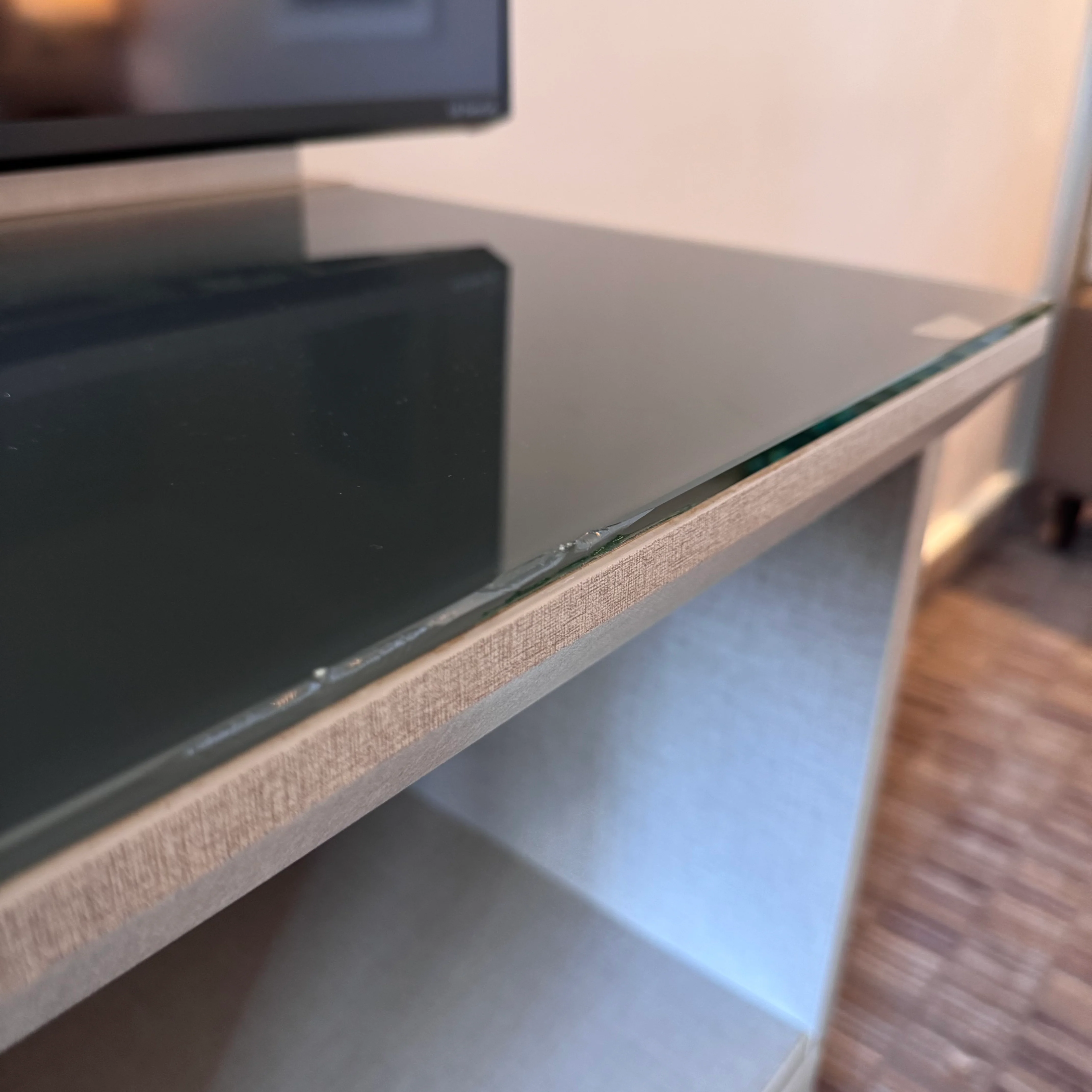 TV Lowboard grau Holz Glasplatte Schrank Kommode gebraucht - Image 12