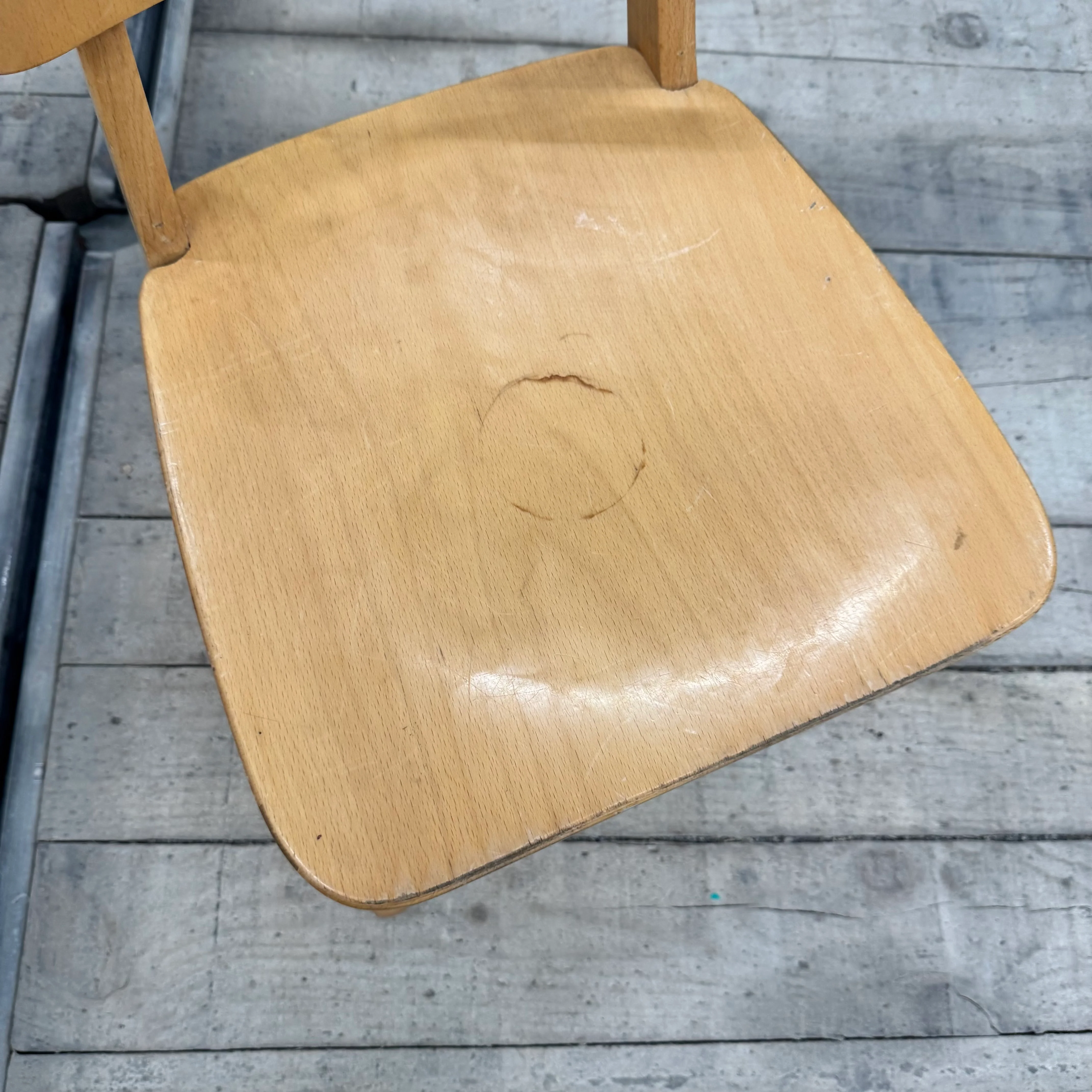 Vintage Kinderstuhl braun Eiche Holz Stuhl Schule Gebraucht - Image 5