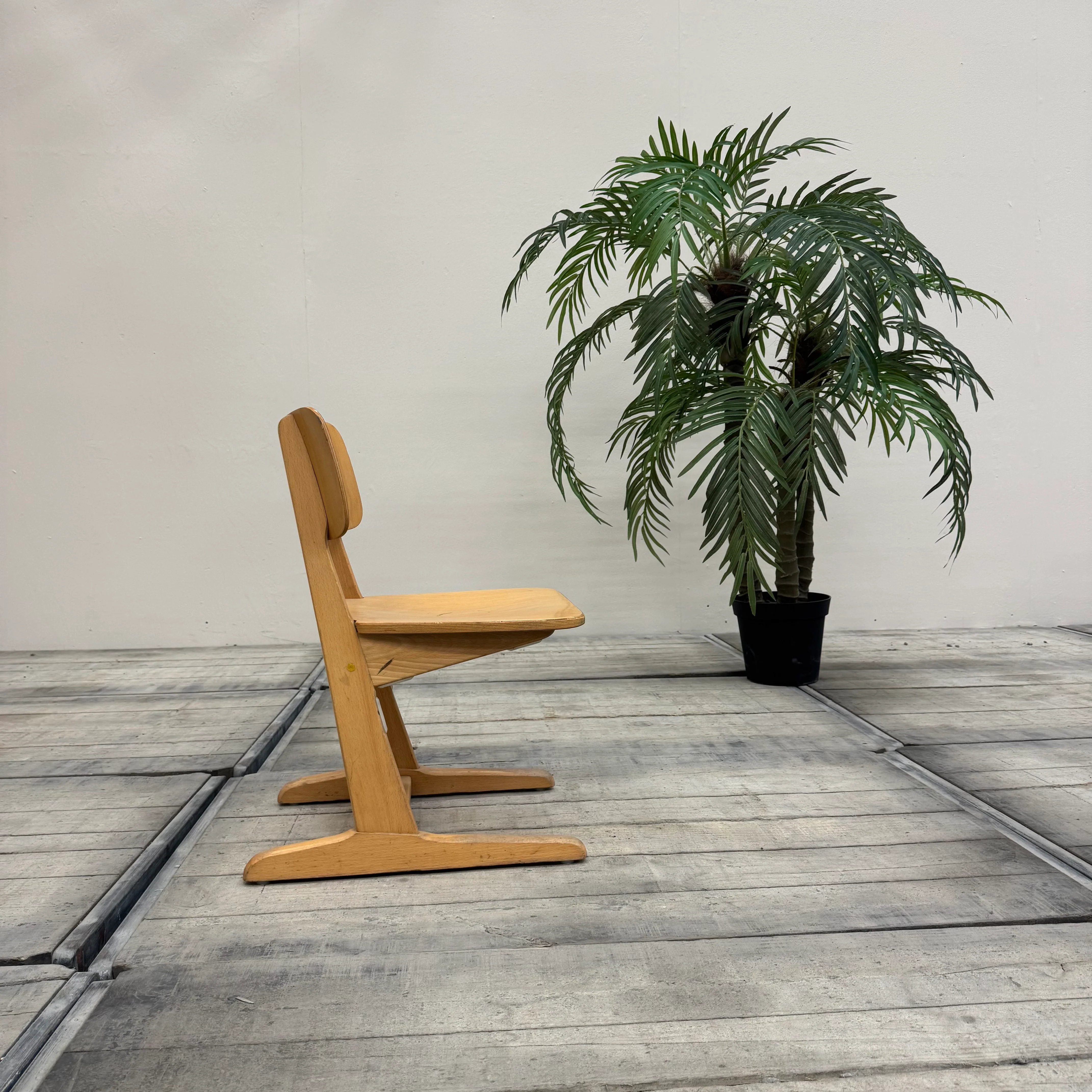 Vintage Kinderstuhl braun Eiche Holz Stuhl Schule Gebraucht - Image 8