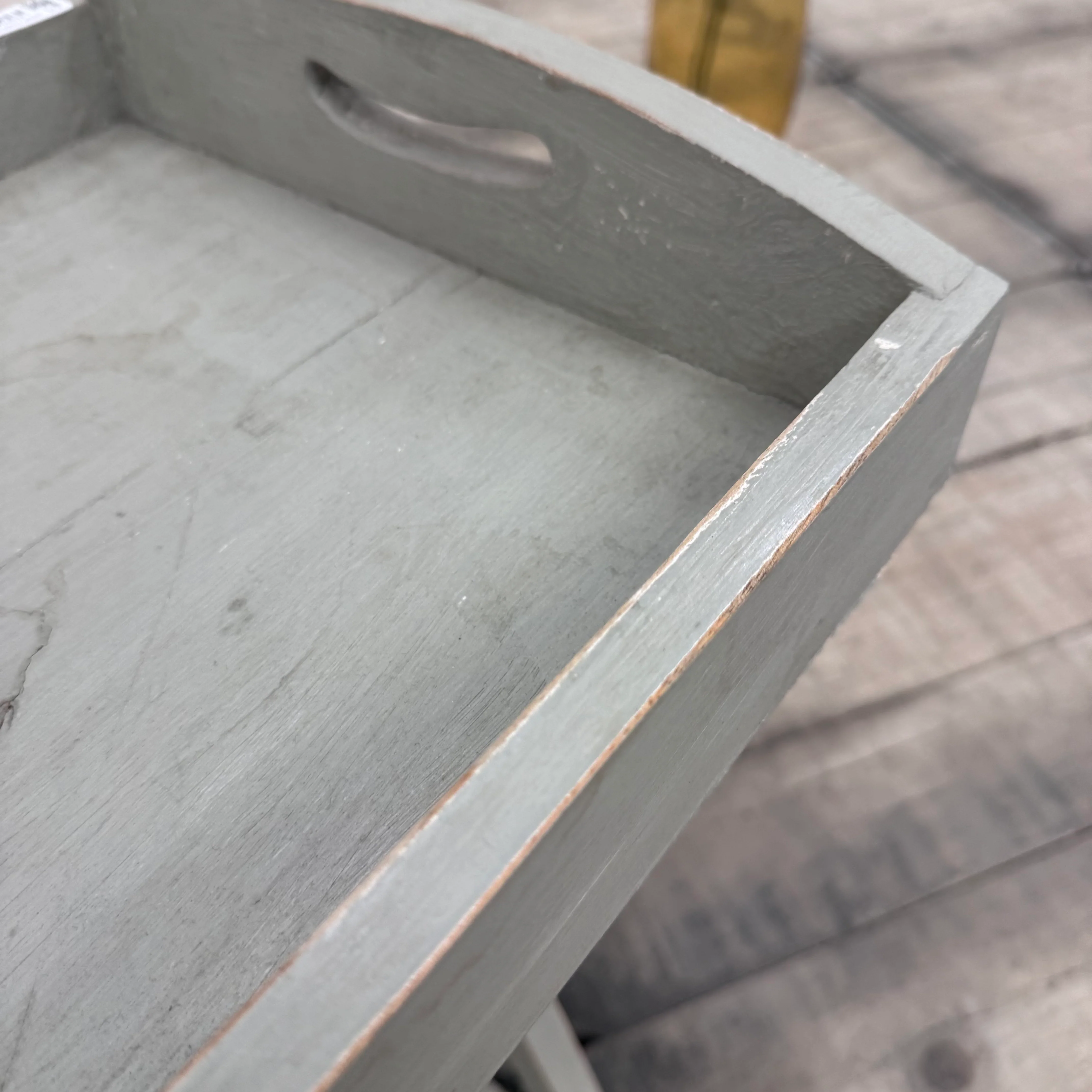 Tablettisch Grau Holz Klappbar mit abnehmbarer Tischplatte Tisch Gebraucht - Image 5