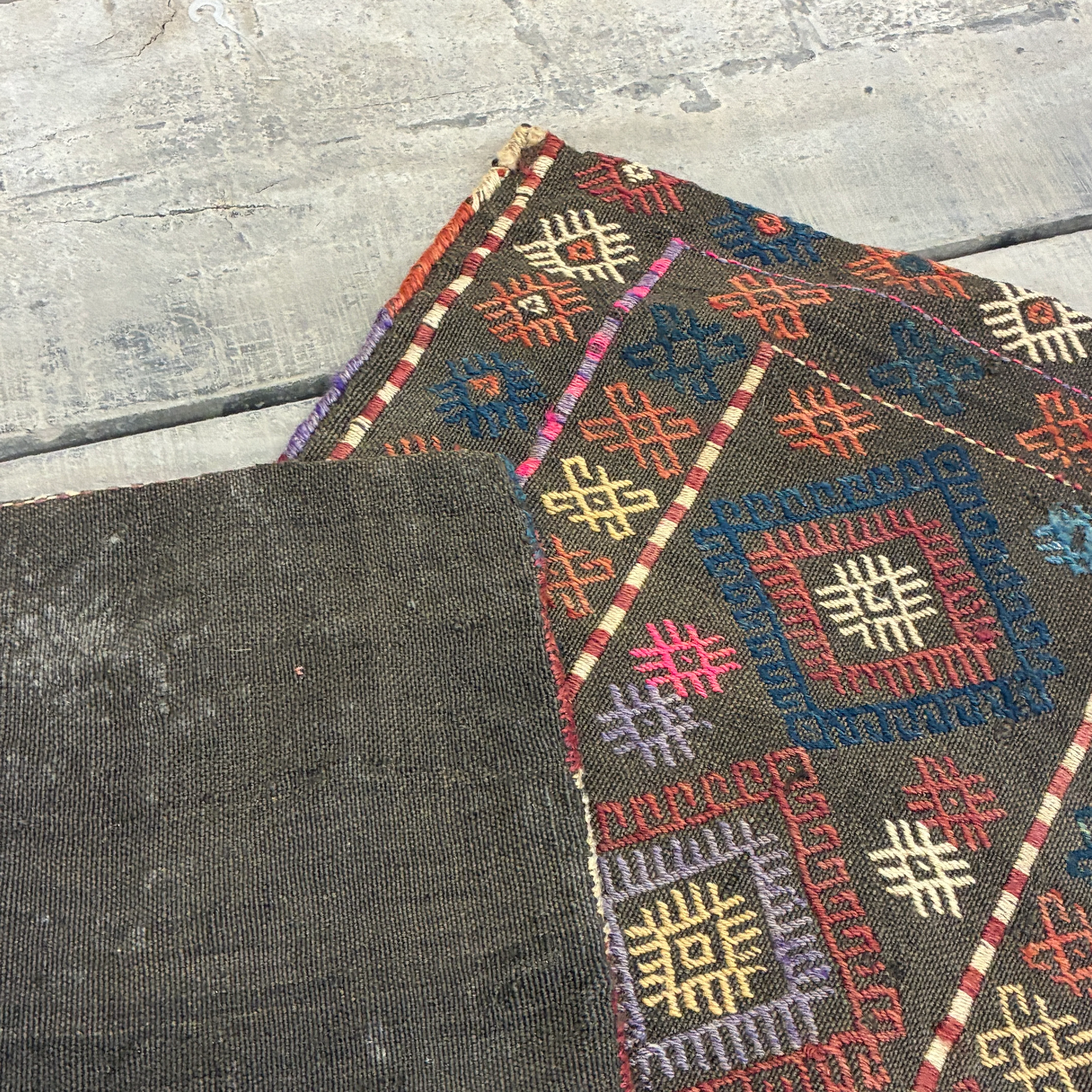 Orientalischer Teppich Khorjin Satteltasche  Vintage 42x108 Gemustert - Image 6