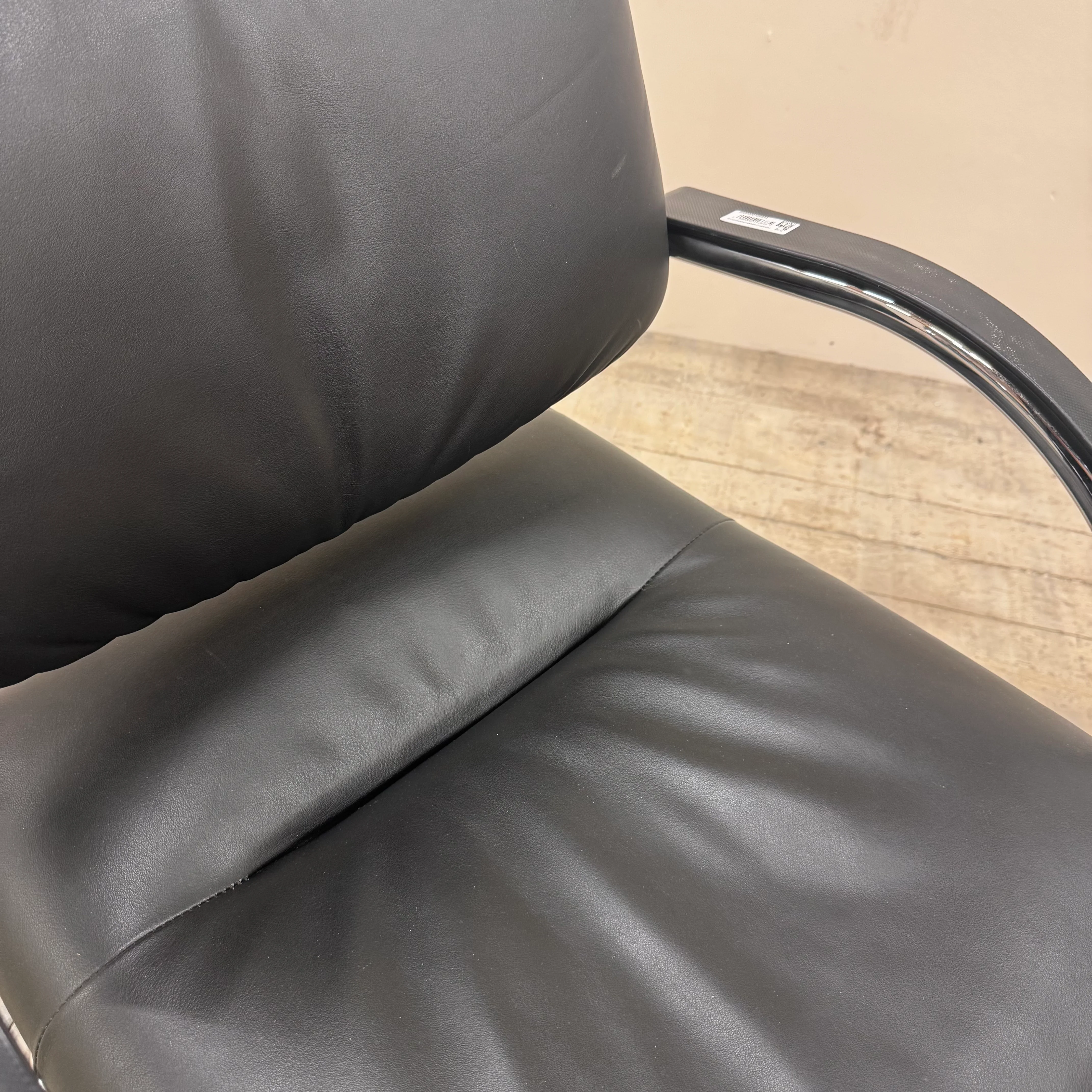 Vitra Freischwinger Schwarz Leder Design-Klassiker Büro Stuhl gebraucht - Image 8
