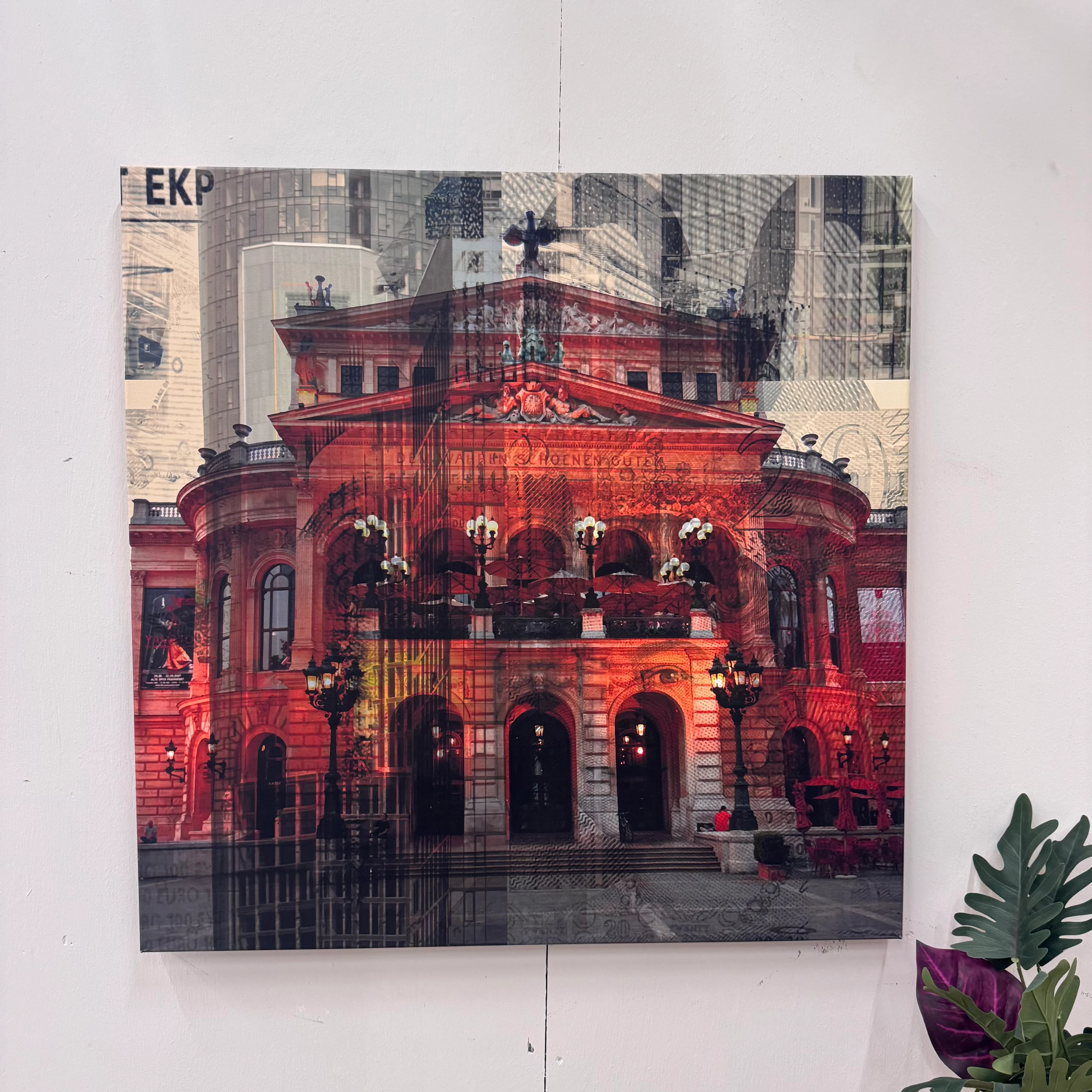 Wandbild 90x90 - Frankfurt Alte Oper Rot Grau - Fotodruck auf Leinwand Gebraucht - Image 3