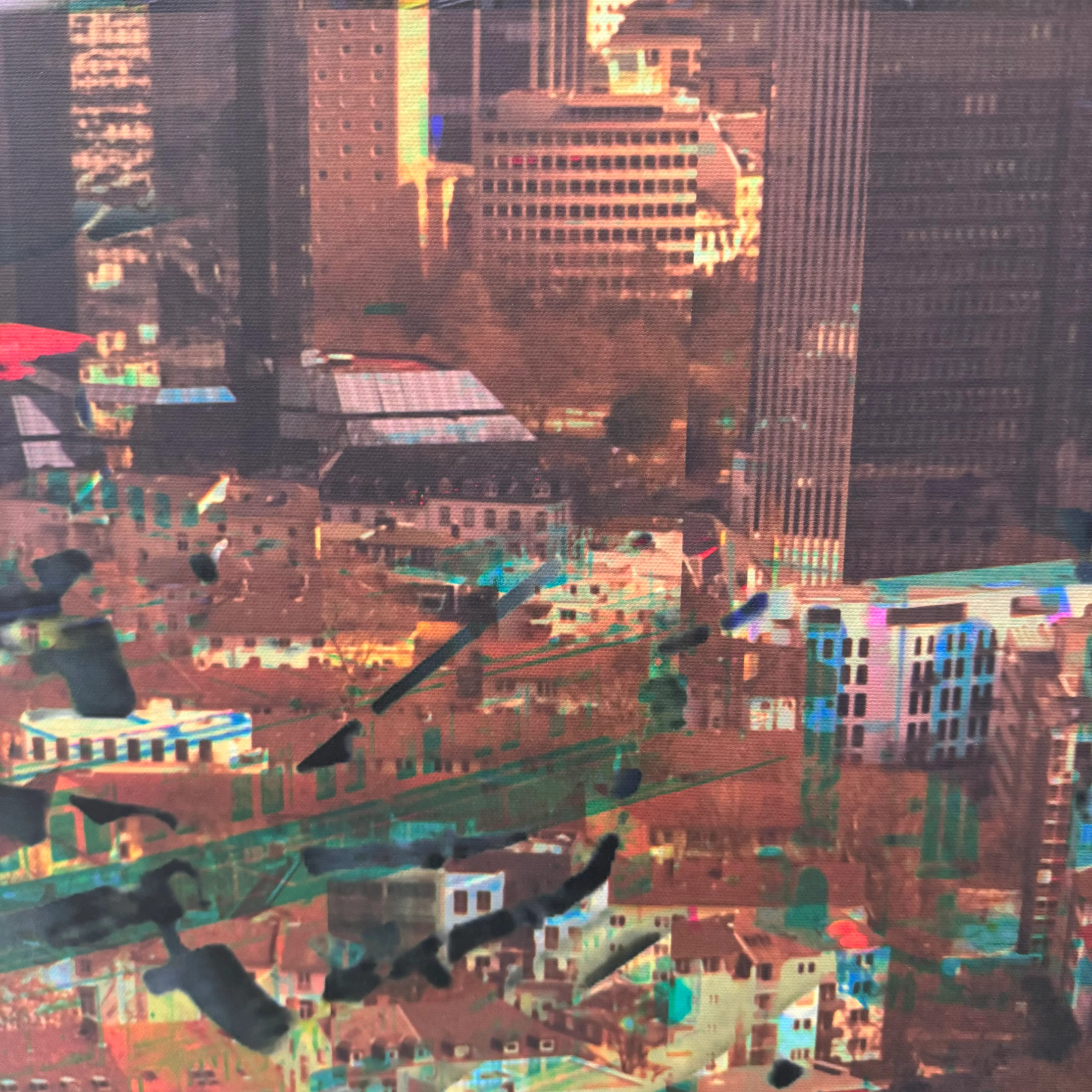 Wandbild 90x90 - Frankfurt Skyline abstrakt - Fotodruck auf Leinwand Gebraucht - Image 4
