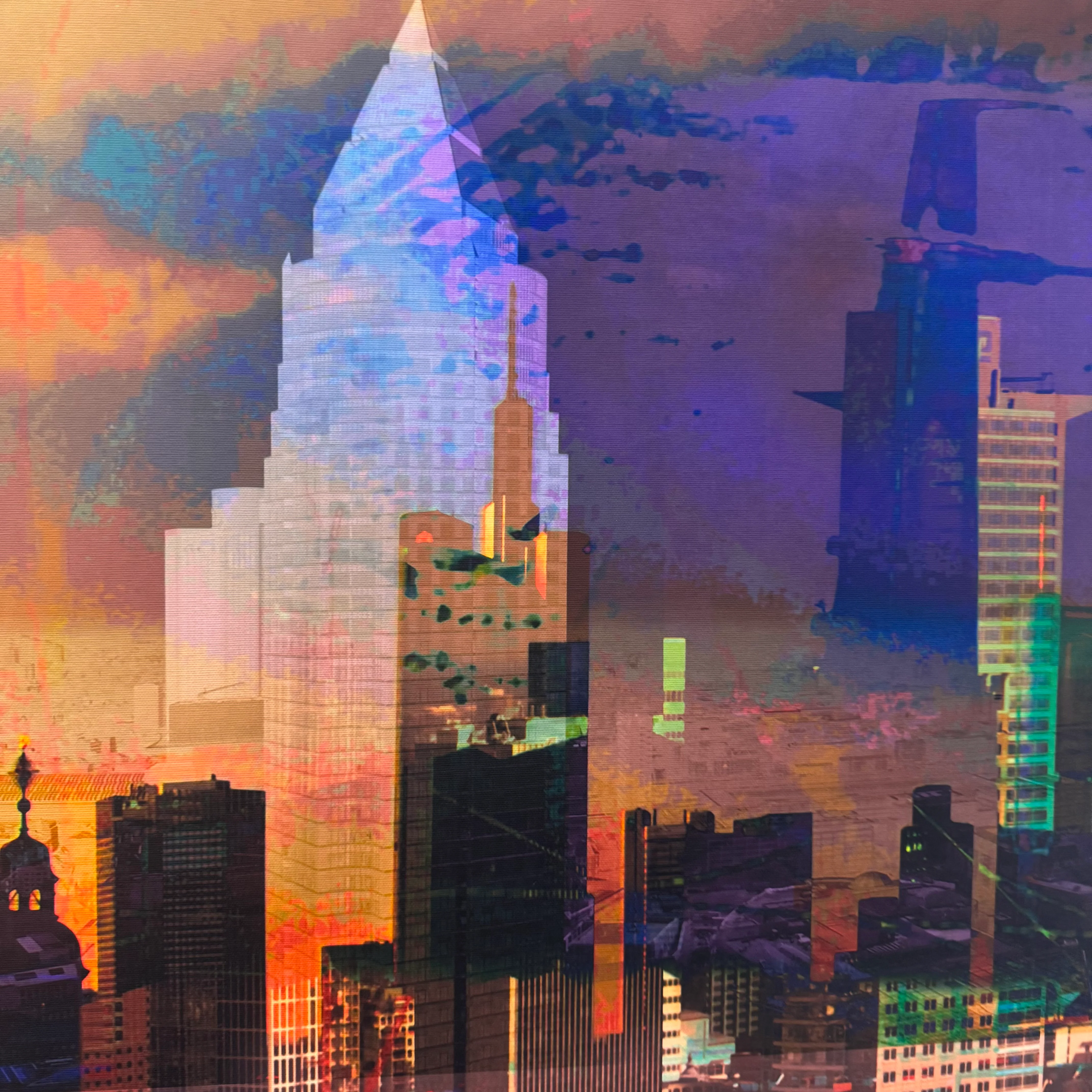 Wandbild 90x90 - Frankfurt Skyline abstrakt - Fotodruck auf Leinwand Gebraucht - Image 5