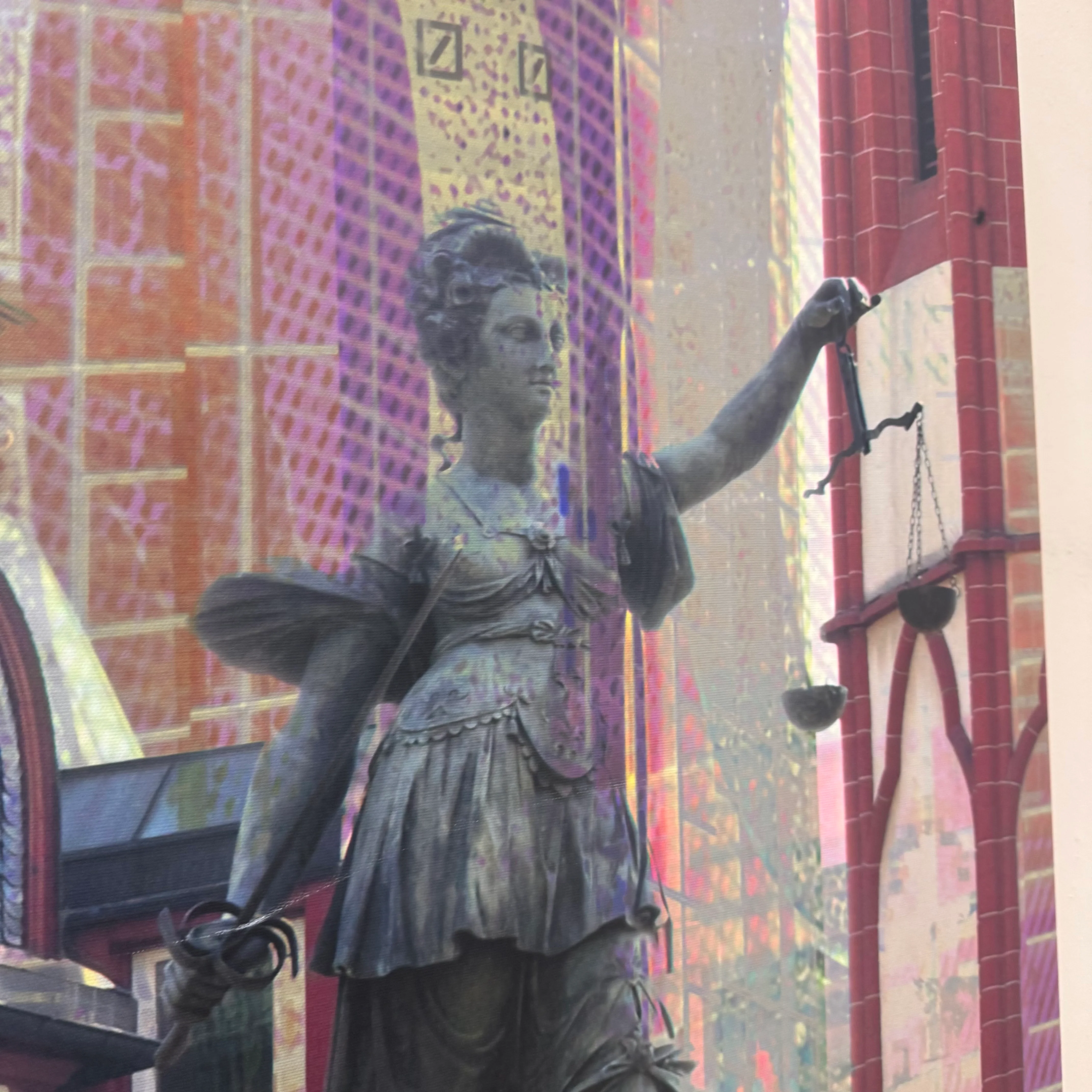 Wandbild 90x90 - Frankfurt Römerberg & Justitia - Fotodruck auf Leinwand Gebraucht - Image 2