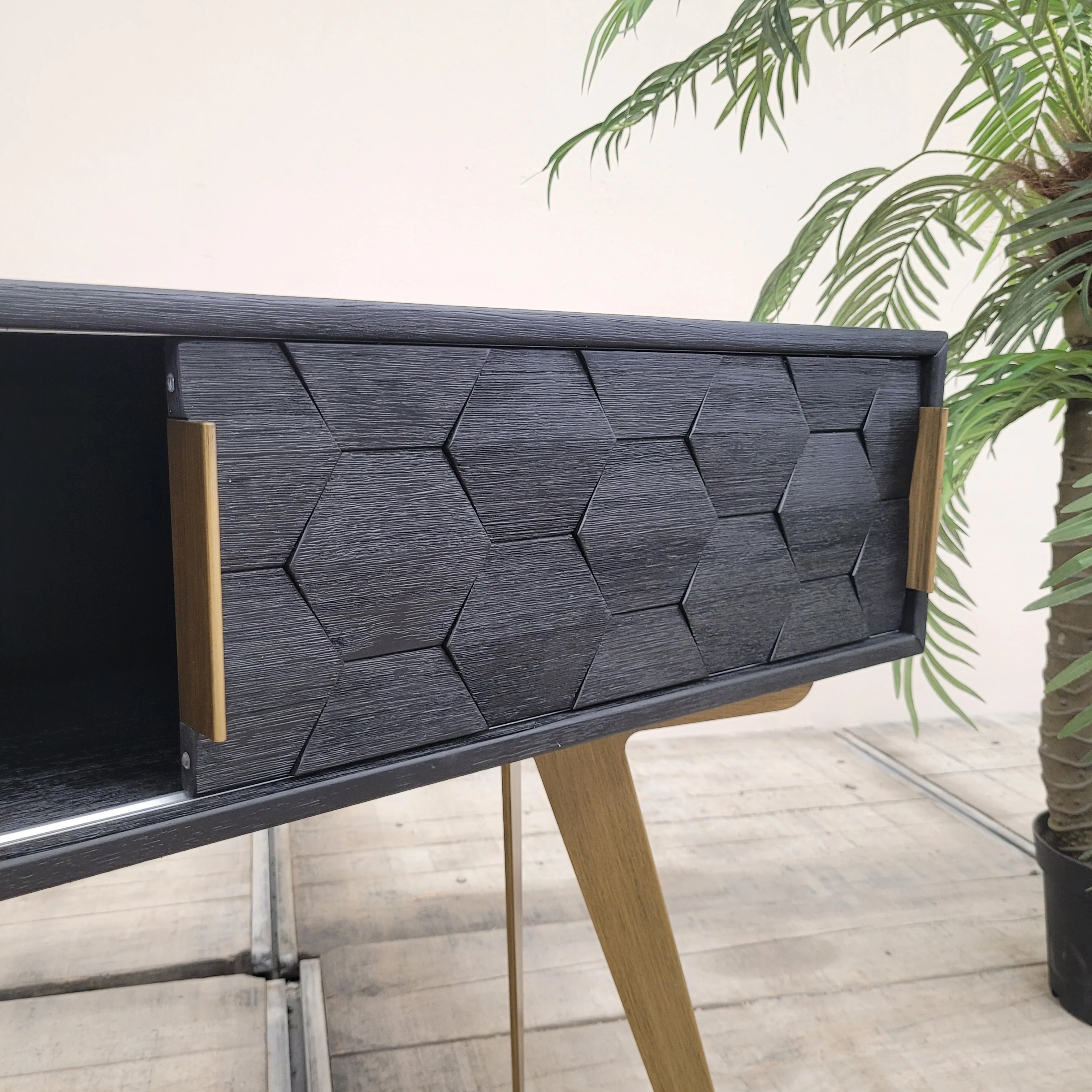 Why Not?! Konsolentisch Schwarz Gold Wabenmuster Tisch - Image 7